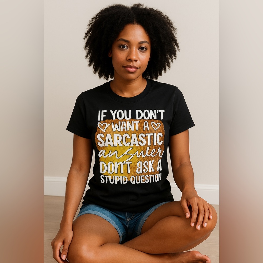 Hand Crafted Black Tee with Sarcastic Print